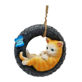 Maxbell Garden Statue Swing Tire Cat Yard Indoor Outdoor Home Patio Ornament