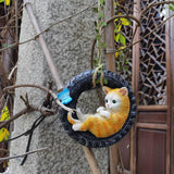 Maxbell Garden Statue Swing Tire Cat Yard Indoor Outdoor Home Patio Ornament