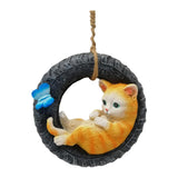 Maxbell Garden Statue Swing Tire Cat Yard Indoor Outdoor Home Patio Ornament