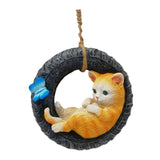 Maxbell Garden Statue Swing Tire Cat Yard Indoor Outdoor Home Patio Ornament