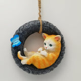 Maxbell Garden Statue Swing Tire Cat Yard Indoor Outdoor Home Patio Ornament