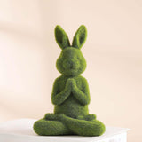 Maxbell Cute Garden Flocking Rabbit Green Garden Statues for Lawn Patio Garden