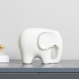 Maxbell Modern Ceramic Elephant Statue Furnishing for Bedroom Living Room Decoration White S