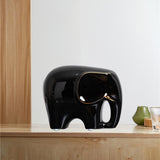 Maxbell Modern Ceramic Elephant Statue Furnishing for Bedroom Living Room Decoration Black L