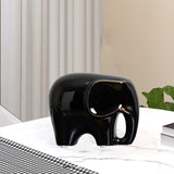 Maxbell Modern Ceramic Elephant Statue Furnishing for Bedroom Living Room Decoration Black S