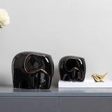 Maxbell Modern Ceramic Elephant Statue Furnishing for Bedroom Living Room Decoration Black S