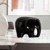 Maxbell Modern Ceramic Elephant Statue Furnishing for Bedroom Living Room Decoration Black S