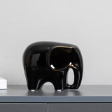 Maxbell Modern Ceramic Elephant Statue Furnishing for Bedroom Living Room Decoration Black S