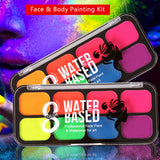 Maxbell Professional Face Body Paint Kit 10 Brushes Palette Party Green Brush