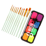 Maxbell Professional Face Body Paint Kit 10 Brushes Palette Party Green Brush