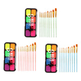 Maxbell Professional Face Body Paint Kit 10 Brushes Palette Party Green Brush