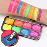 Maxbell Professional Face Body Paint Kit 10 Brushes Palette Party Green Brush