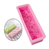 Maxbell Rose Flower Silicone Loaf Soap Mold Rectangular Embossed Mould DIY pink