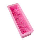 Maxbell Rose Flower Silicone Loaf Soap Mold Rectangular Embossed Mould DIY pink