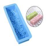 Maxbell Rose Flower Silicone Loaf Soap Mold Rectangular Embossed Mould DIY blue