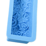 Maxbell Rose Flower Silicone Loaf Soap Mold Rectangular Embossed Mould DIY blue