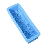 Maxbell Rose Flower Silicone Loaf Soap Mold Rectangular Embossed Mould DIY blue