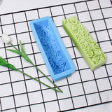 Maxbell Rose Flower Silicone Loaf Soap Mold Rectangular Embossed Mould DIY blue