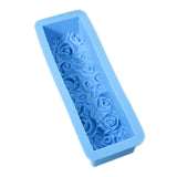 Maxbell Rose Flower Silicone Loaf Soap Mold Rectangular Embossed Mould DIY blue