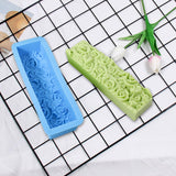 Maxbell Rose Flower Silicone Loaf Soap Mold Rectangular Embossed Mould DIY blue