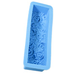 Maxbell Rose Flower Silicone Loaf Soap Mold Rectangular Embossed Mould DIY blue