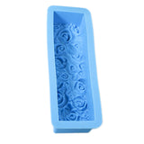 Maxbell Rose Flower Silicone Loaf Soap Mold Rectangular Embossed Mould DIY blue