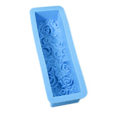 Maxbell Rose Flower Silicone Loaf Soap Mold Rectangular Embossed Mould DIY blue