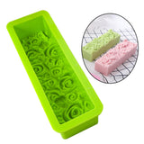 Maxbell Rose Flower Silicone Loaf Soap Mold Rectangular Embossed Mould DIY green