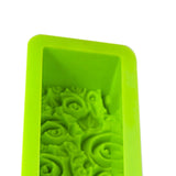 Maxbell Rose Flower Silicone Loaf Soap Mold Rectangular Embossed Mould DIY green