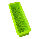 Maxbell Rose Flower Silicone Loaf Soap Mold Rectangular Embossed Mould DIY green