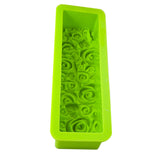 Maxbell Rose Flower Silicone Loaf Soap Mold Rectangular Embossed Mould DIY green