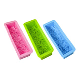 Maxbell Rose Flower Silicone Loaf Soap Mold Rectangular Embossed Mould DIY green