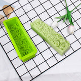 Maxbell Rose Flower Silicone Loaf Soap Mold Rectangular Embossed Mould DIY green