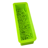 Maxbell Rose Flower Silicone Loaf Soap Mold Rectangular Embossed Mould DIY green