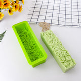 Maxbell Rose Flower Silicone Loaf Soap Mold Rectangular Embossed Mould DIY green