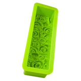 Maxbell Rose Flower Silicone Loaf Soap Mold Rectangular Embossed Mould DIY green