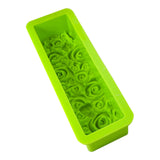 Maxbell Rose Flower Silicone Loaf Soap Mold Rectangular Embossed Mould DIY green