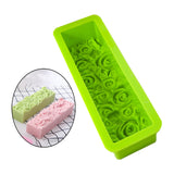 Maxbell Rose Flower Silicone Loaf Soap Mold Rectangular Embossed Mould DIY green