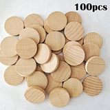 Maxbell 100 Pieces Wooden Pieces DIY 0.8in Natural Arts Chips Unfinished Wood Slice