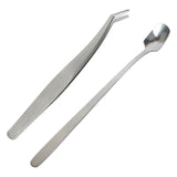 Maxbell 2 in 1 Candle Tweezers Spoon Tools Candle Accessories Set Silver
