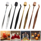 Maxbell 2 in 1 Candle Tweezers Spoon Tools Candle Accessories Set Silver