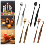 Maxbell 2 in 1 Candle Tweezers Spoon Tools Candle Accessories Set Silver