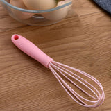 Maxbell Silicone Whisk Kitchen Utensil Non Scratch Mixer Egg Beater Frothing Pink