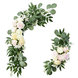 Maxbell 2Pcs Wedding Arch Flowers Swag Garland Fake Silk for Party Wall Decor Pink