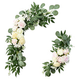 Maxbell 2Pcs Wedding Arch Flowers Swag Garland Fake Silk for Party Wall Decor Pink