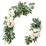 Maxbell 2Pcs Wedding Arch Flowers Swag Garland Fake Silk for Party Wall Decor Pink