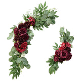 Maxbell 2Pcs Wedding Arch Flowers Swag Garland Fake Silk for Party Wall Decor Red