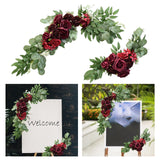 Maxbell 2Pcs Wedding Arch Flowers Swag Garland Fake Silk for Party Wall Decor Red