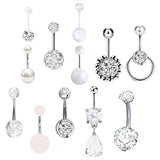 Maxbell 12Pcs Belly Button Rings Belly Piercing Jewelry Navel Rings for Women Girls
