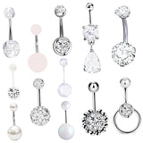 Maxbell 12Pcs Belly Button Rings Belly Piercing Jewelry Navel Rings for Women Girls